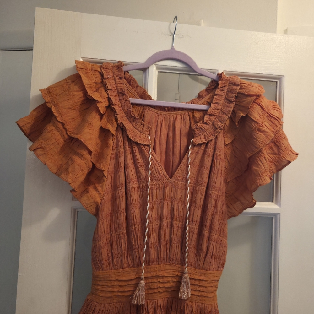 Cleobella Sunset Teracotta Tiered Ruffle Maxi Dress - Picture 2 of 9